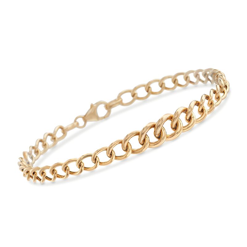 Italian 18kt Yellow Gold Graduated Curb-Link Bracelet. 7&quot; image number 0