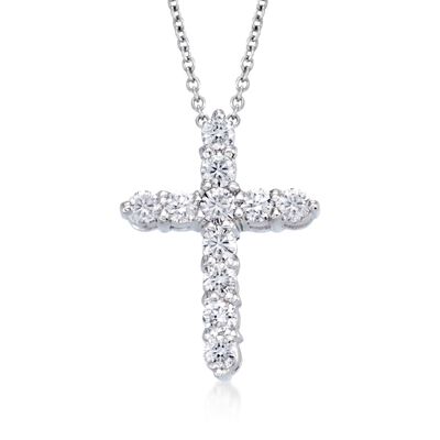Roberto Coin "Tiny Treasures" .45 ct. t.w. Diamond Cross Necklace in 18kt White Gold