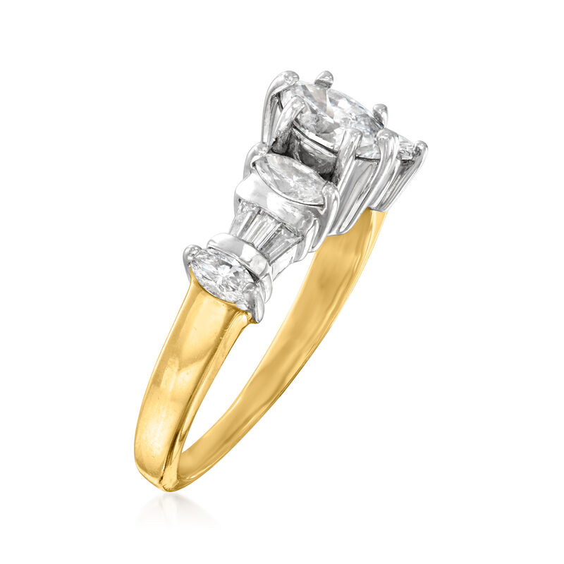 C. 1980 Vintage 1.25 ct. t.w. Diamond Ring in 18kt Yellow Gold and Palladium image number 2