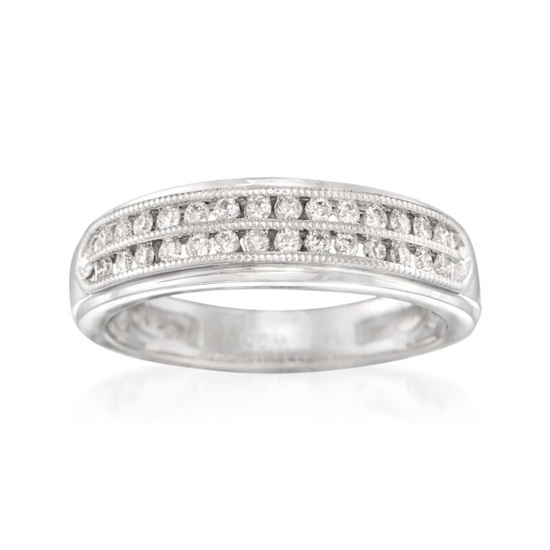 Men's .50 ct. t.w. Diamond Milgrain Wedding Ring in 14kt White Gold image number 0