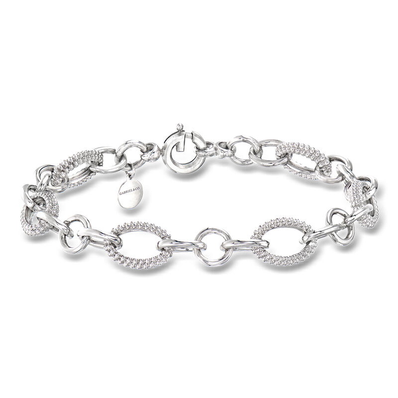Gabriel & Co. Sterling Silver Oval-Link Bracelet. 7.5" image number 0