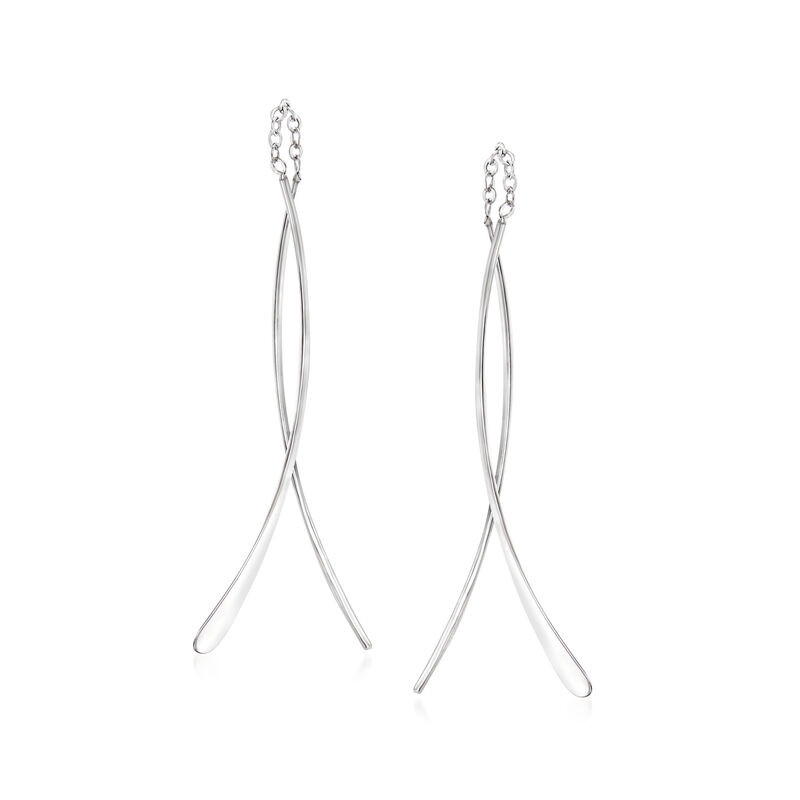 14kt White Gold Double-Wire Threader Earrings image number 0
