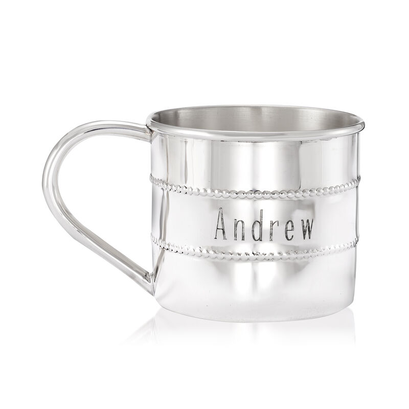 Gorham Sterling Silver Personalized Beaded Baby Cup image number 0