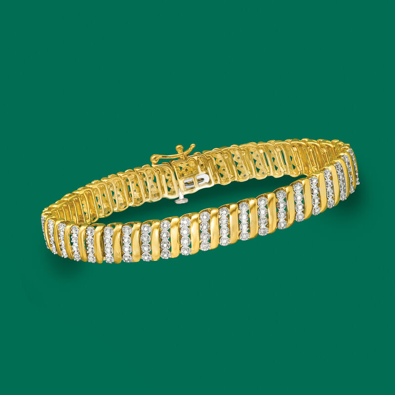 1.00 ct. t.w. Diamond Link Bracelet in 18kt Gold Over Sterling image number 2