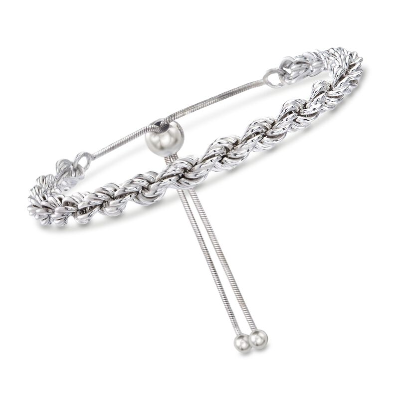 Italian Sterling Silver Rope Chain Bolo Bracelet image number 0