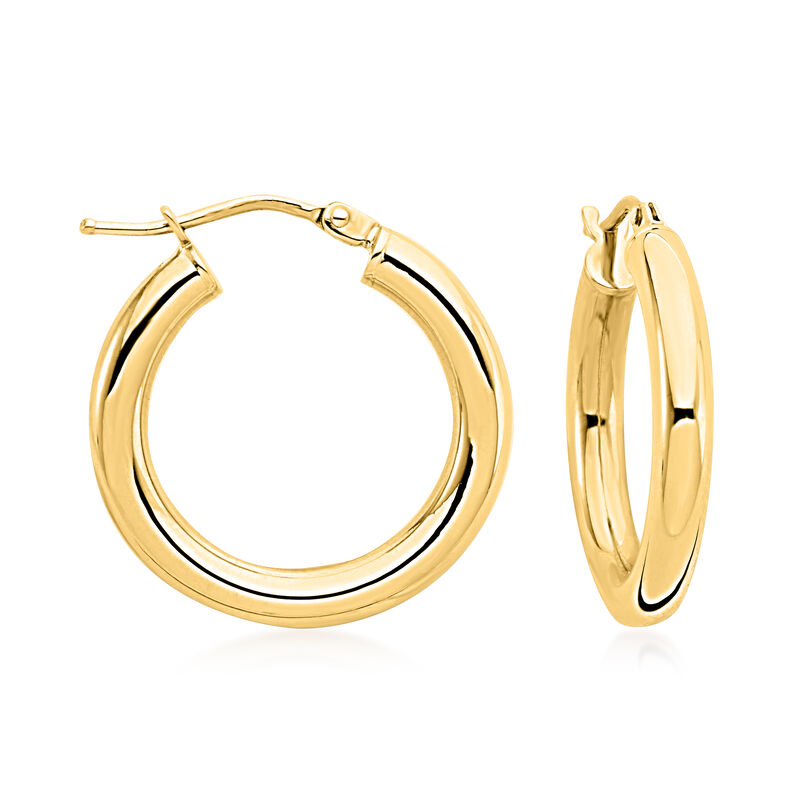 Italian 3mm 14kt Yellow Gold Hoop Earrings. 3/4&quot; image number 0