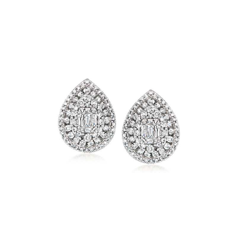 1.00 ct. t.w. Diamond Pear-Shaped Cluster Earrings in 14kt White Gold  image number 0