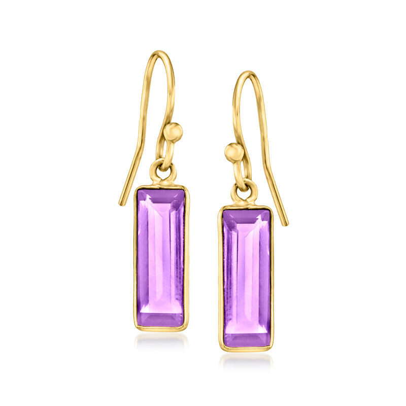 3.60 ct. t.w. Amethyst Drop Earrings in 18kt Gold Over Sterling  image number 0