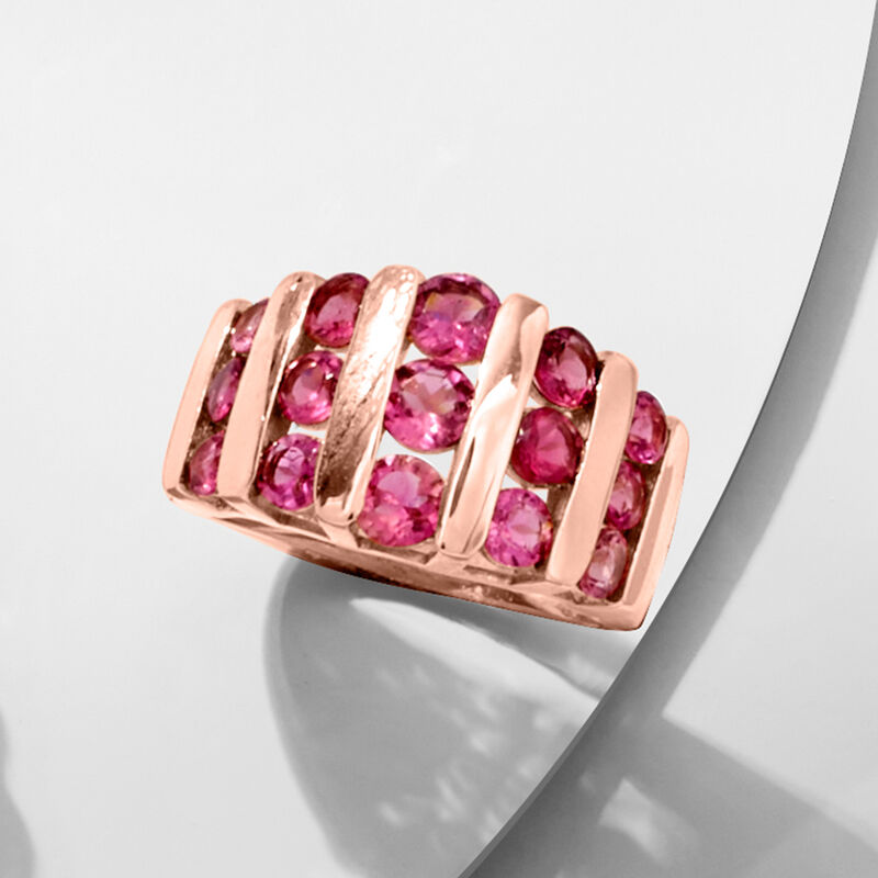 2.70 ct. t.w. Pink Tourmaline Ring in 18kt Rose Gold Over Sterling image number 4
