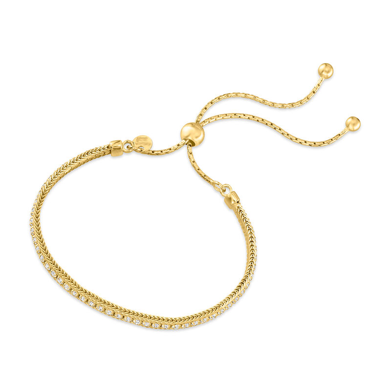 Italian 2.00 ct. t.w. CZ Bolo Bracelet in 18kt Gold Over Sterling image number 2