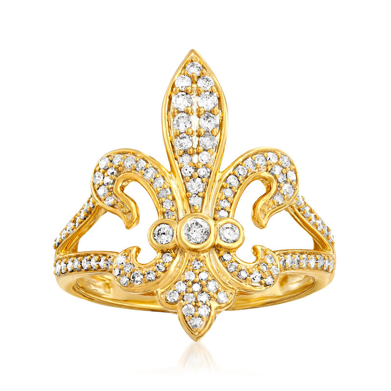 .50 ct. t.w. Diamond Fleur-De-Lis Ring in 18kt Gold Over Sterling image number 0