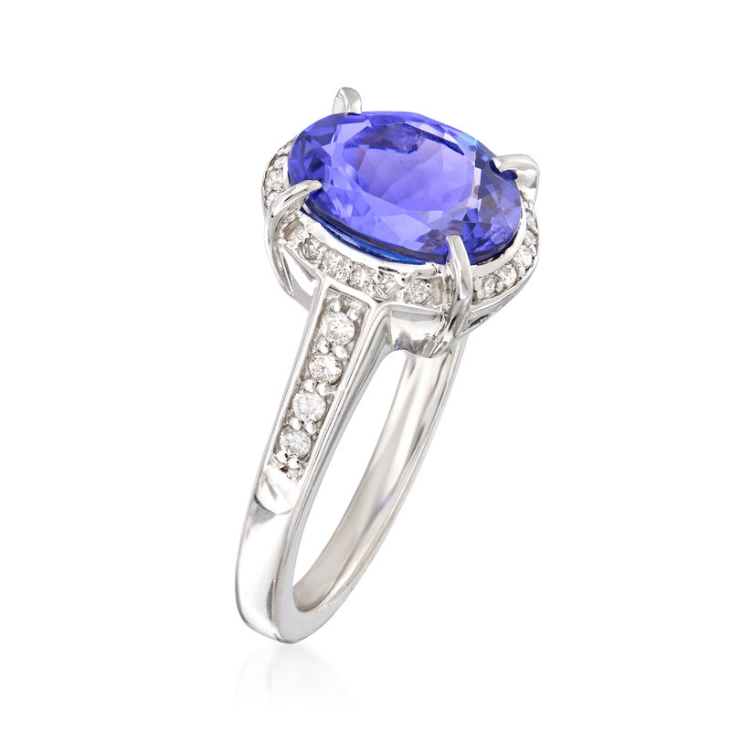 3.20 Carat Tanzanite and .25 ct. t.w. Diamond Ring in 14kt White Gold image number 2