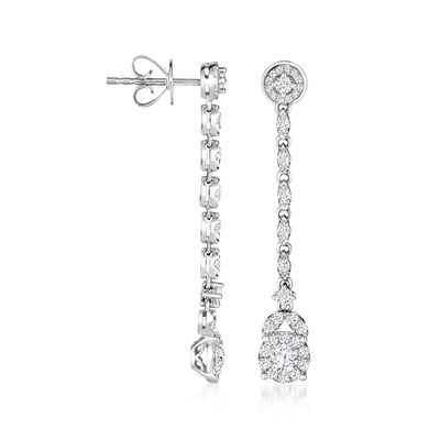 1.00 ct. t.w. Diamond Circle Drop Earrings in 14kt White Gold