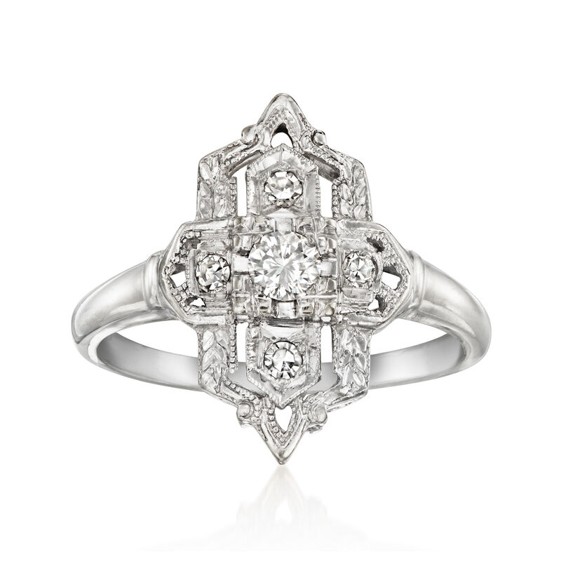 C. 1980 Vintage .22 ct. t.w. Diamond Ring in 14kt White Gold. Size 6 image number 0