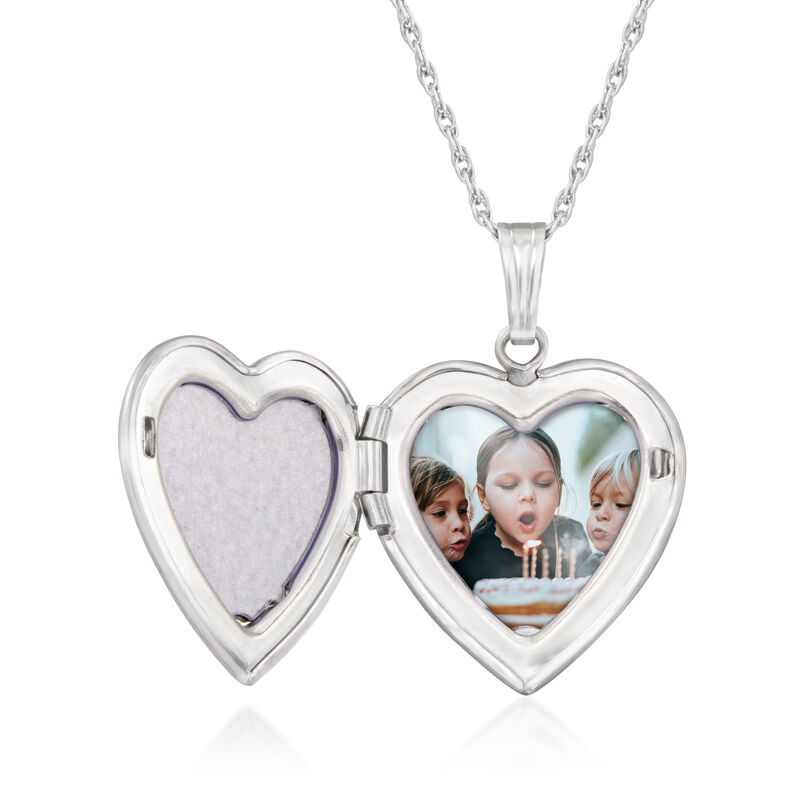 Sterling Silver Floral Heart Locket Necklace with 14kt Yellow Gold Cross. 18&quot; image number 2