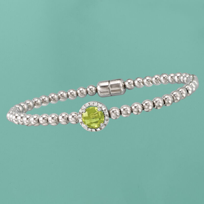 1.30 Carat Peridot Beaded Bracelet in Sterling Silver with Magnetic Clasp image number 2