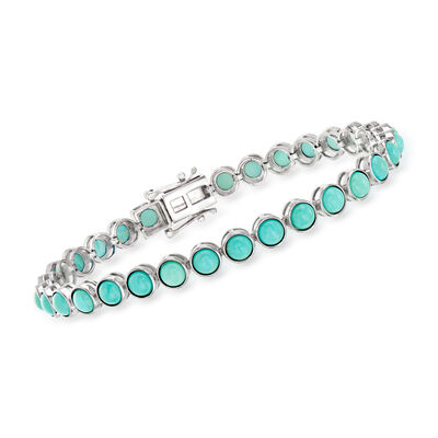 Turquoise Tennis Bracelet in Sterling Silver