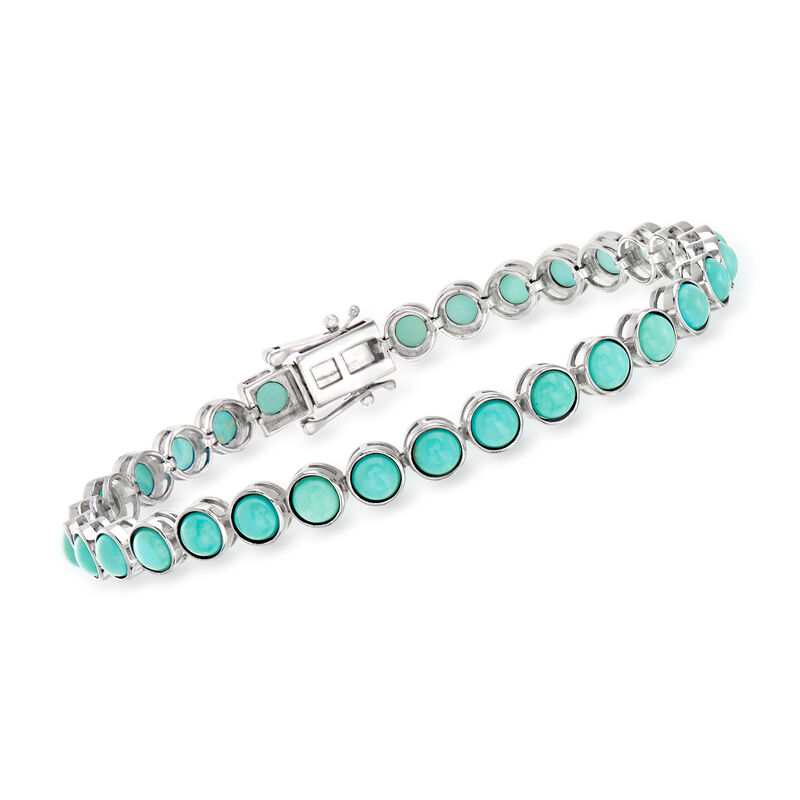 Turquoise Tennis Bracelet in Sterling Silver image number 0