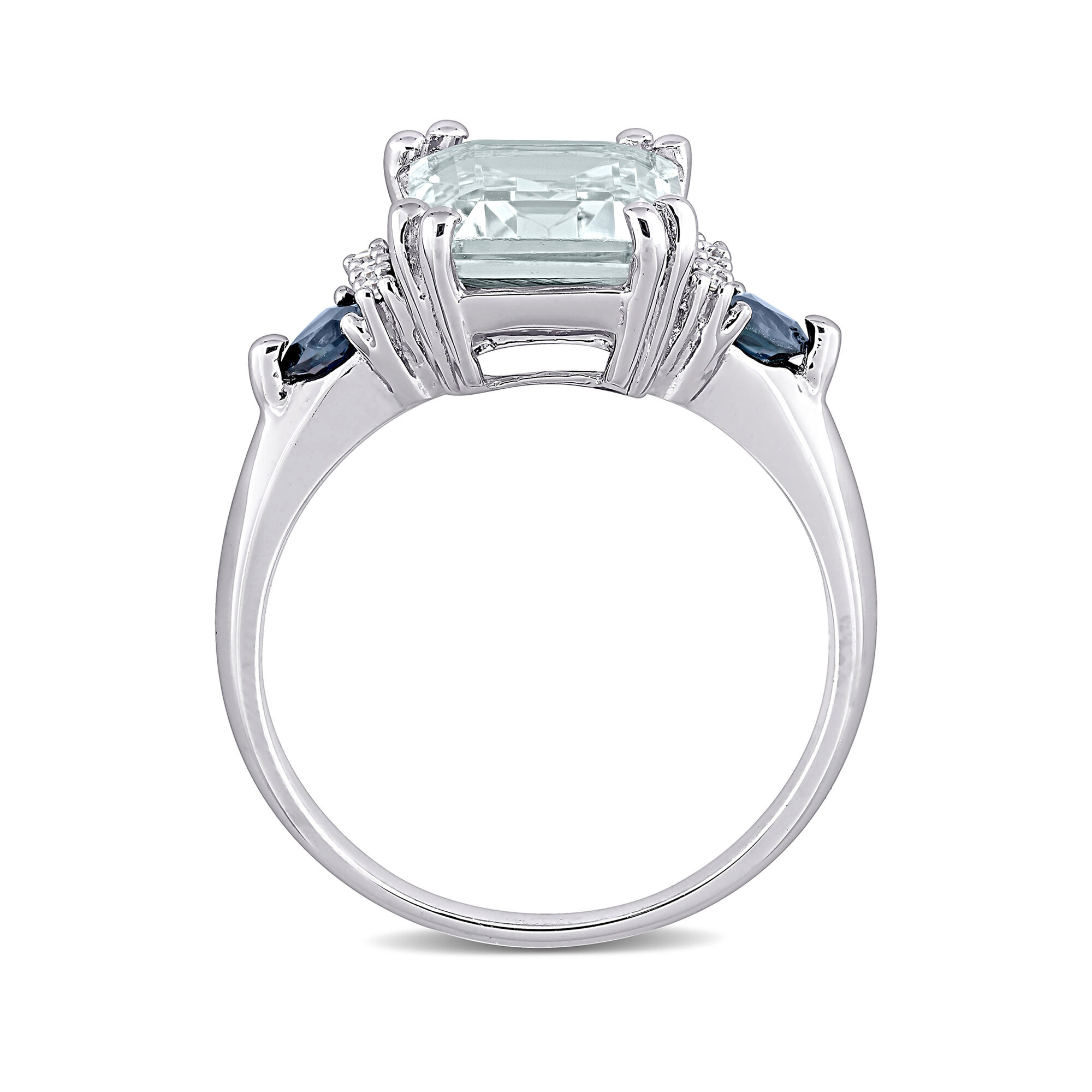 3.00 Carat Aquamarine and .30 ct. t.w. Sapphire Ring with 3.00 Carat Aquamarine and .30 ct. t.w. Sapphire Ring with