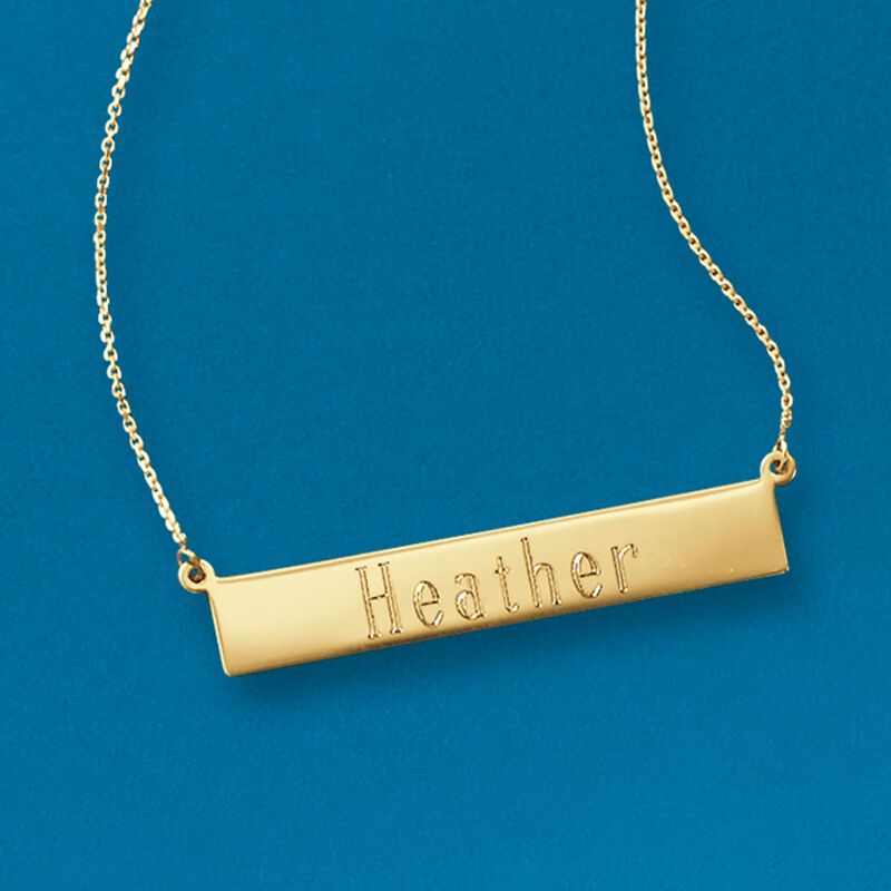 Italian 14kt Yellow Gold Personalized Bar Necklace image number 3