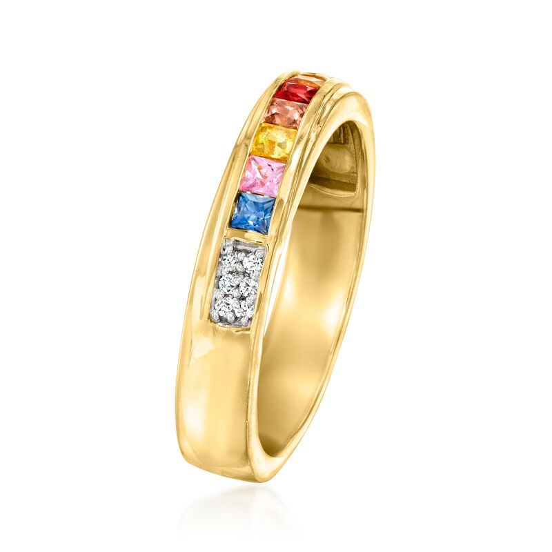 .40 ct. t.w. Multicolored Sapphire Ring with Diamonds in 18kt Gold Over Sterling image number 1