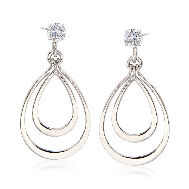 14kt White Gold Double Open Drop Earring Jackets image number 3