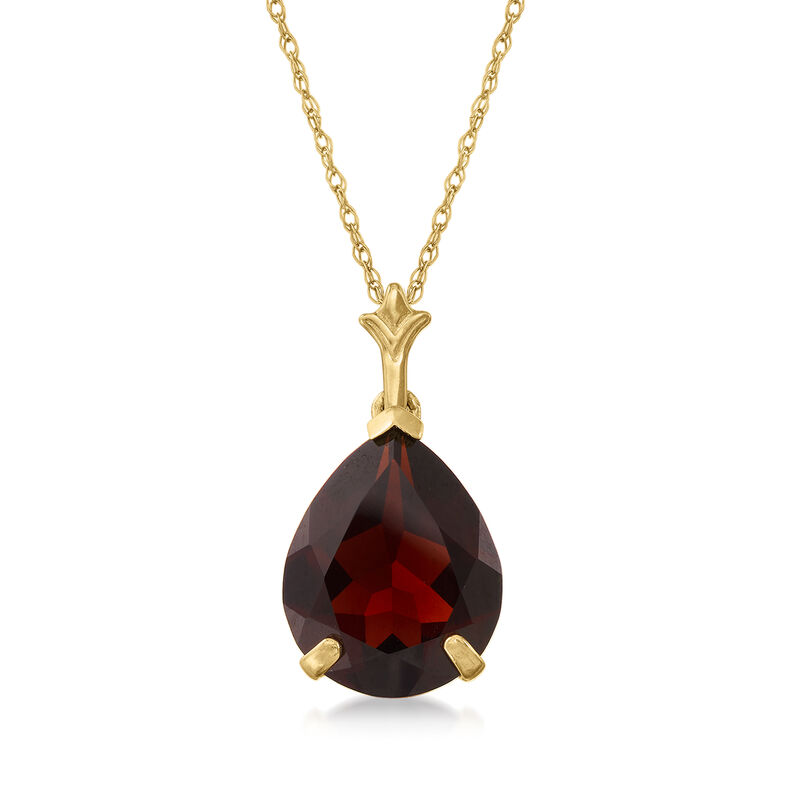 4.50 Carat Garnet Pendant Necklace in 14kt Yellow Gold image number 0