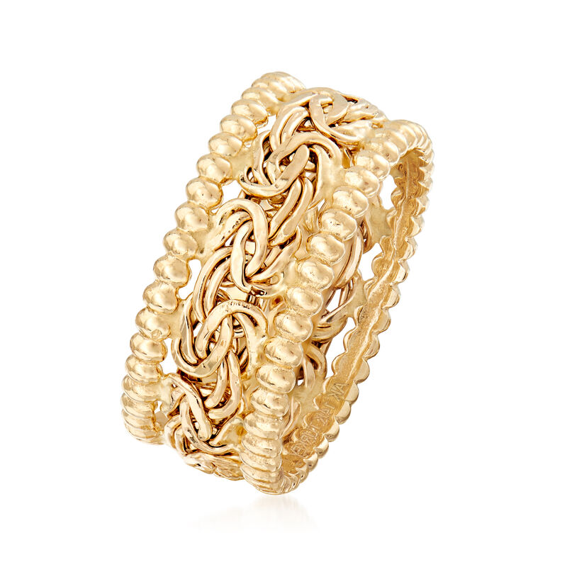 14kt Yellow Gold Beaded Border Byzantine Ring image number 2