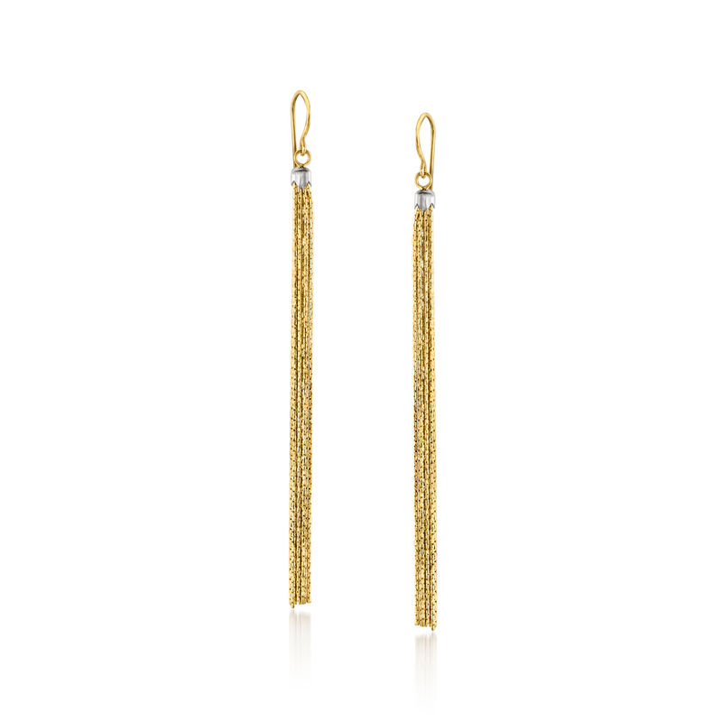 C. 1990 Vintage 14kt Two-Tone Gold Tassel Drop Earrings image number 0