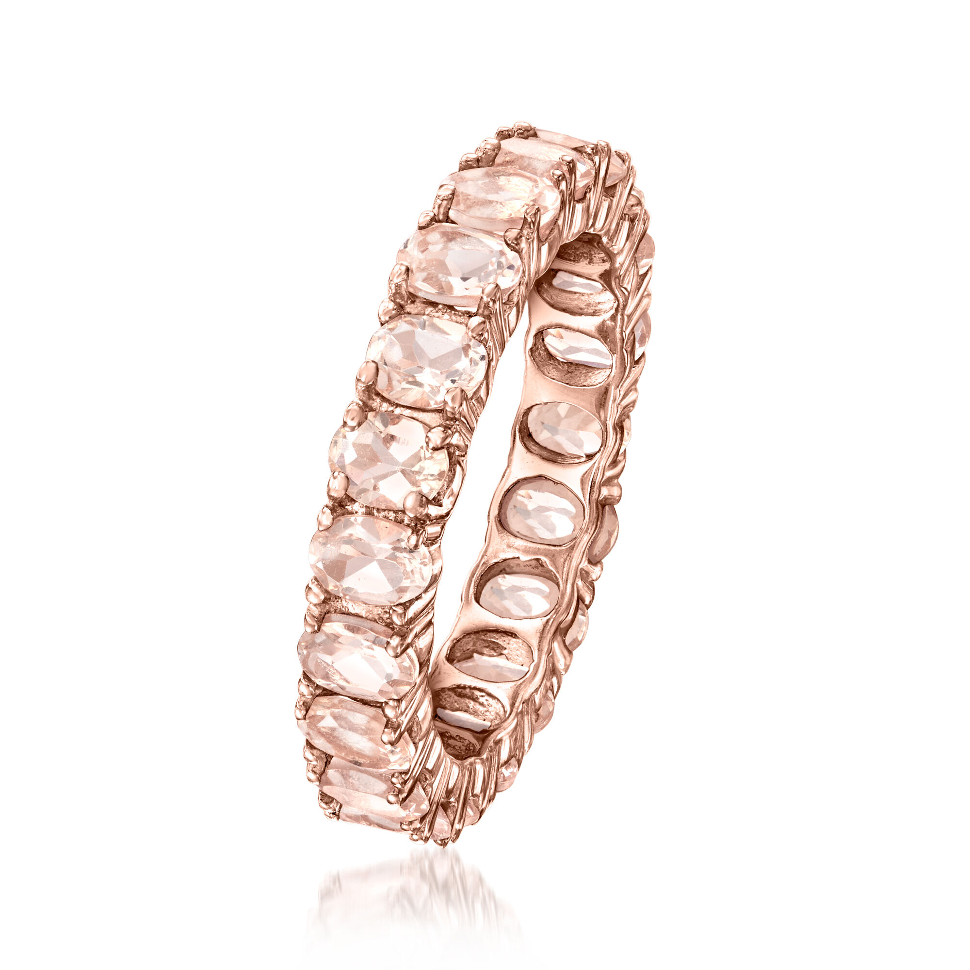 3.10 ct. t.w. Morganite Eternity Band in 18kt Rose Gold Over