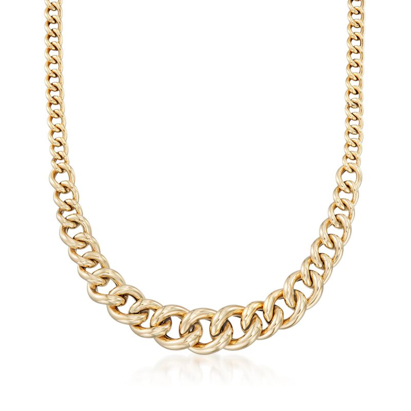 Italian 14kt Yellow Gold Graduated Curb-Link Necklace image number 0
