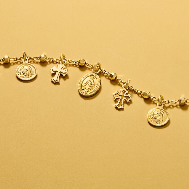 Italian 18kt Gold Over Sterling Religious Charm Bracelet. 8&quot; image number 3