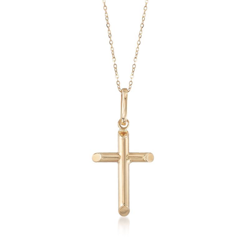 14kt Yellow Gold Cross Pendant Necklace. 18&quot; image number 1
