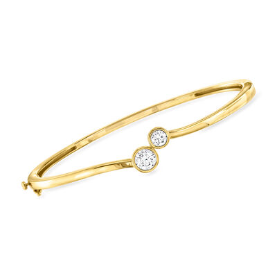 1.00 ct. t.w. Lab-Grown Diamond Two-Stone Bypass Bangle Bracelet in 18kt Gold Over Sterling