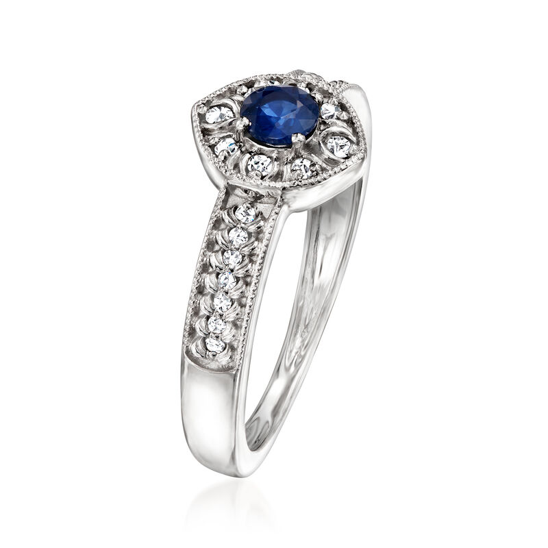 .30 Carat Sapphire Ring with .13 ct. t.w. Diamonds in Sterling Silver image number 2