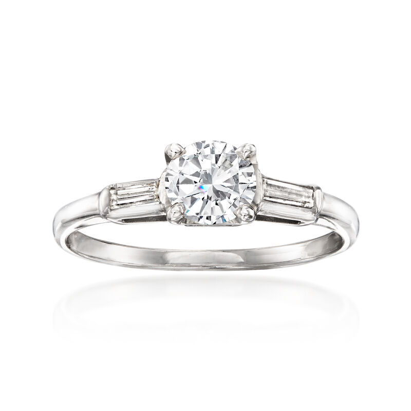 C. 2000 Vintage .59 Carat Certified Diamond Ring with .20 ct. t.w. Diamonds in 14kt White Gold. Size 7 image number 0