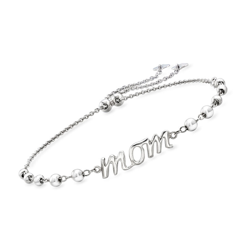 Sterling Silver &quot;Mom&quot; Bolo Bracelet image number 0