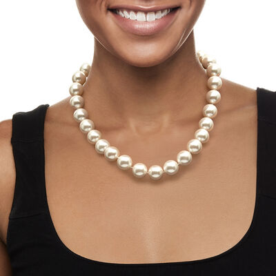 13.5-14.5mm Shell Pearl Necklace with Sterling Silver