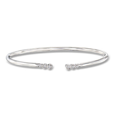 .10 ct. t.w. Bezel-Set Diamond Open-Space Cuff Bracelet in Sterling Silver