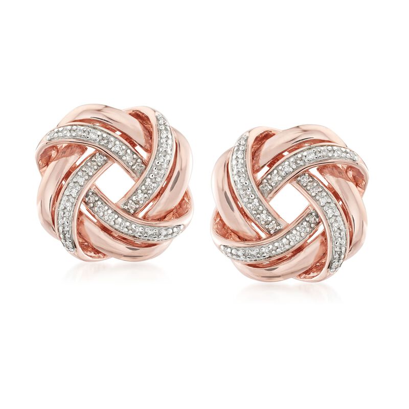 .20 ct. t.w. Diamond Love Knot Earrings in 18kt Rose Gold Over Sterling image number 0