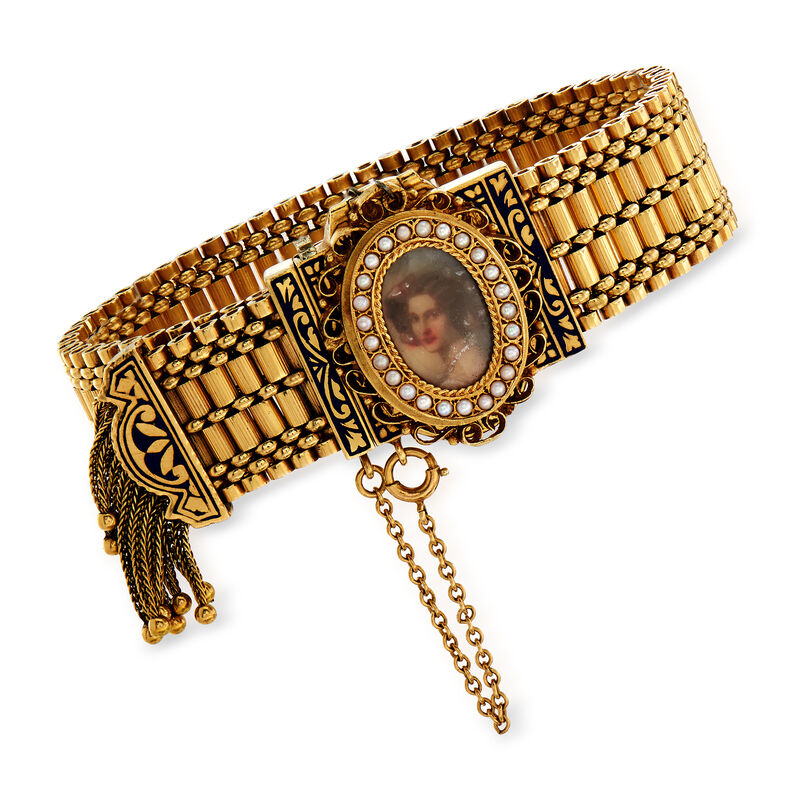 C. 1930 Vintage Hamilton Tassel Bracelet with Hidden Watch in 14kt Yellow Gold image number 0