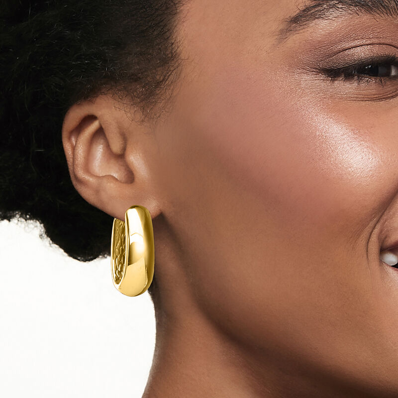 Italian 18kt Yellow Gold Oval Hoop Earrings image number 1