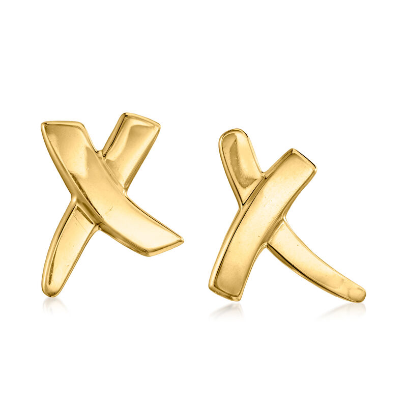 C. 2000 Vintage Tiffany Jewelry "Paloma Picasso" 18kt Yellow Gold X Earrings image number 0