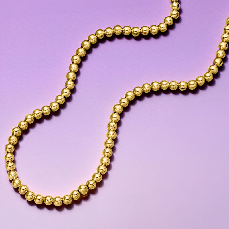 Italian 5mm 18kt Gold Vermeil Bead Necklace image number 2