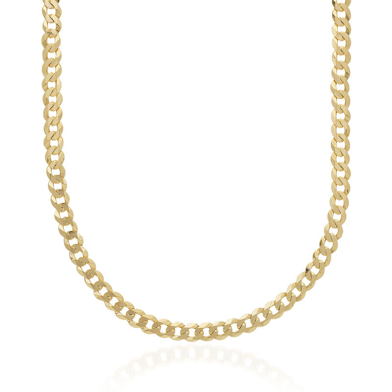 Men's 6.7mm 14kt Yellow Gold Curb Chain Necklace image number 0