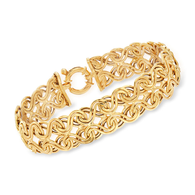 Italian 14kt Yellow Gold Interlocking Infinity-Link Bracelet image number 0