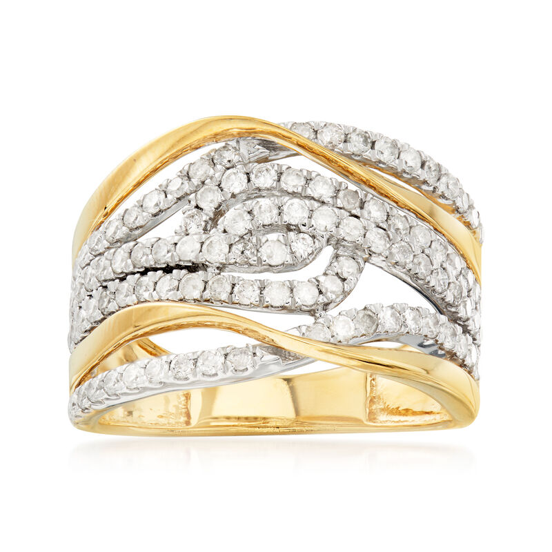 1.00 ct. t.w. Diamond Open-Swirl Ring in 18kt Gold Over Sterling image number 0
