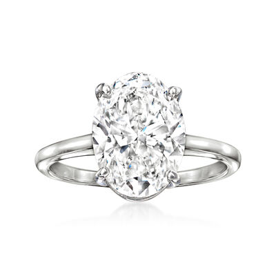4.00 Carat Oval Lab-Grown Diamond Solitaire Ring in 14kt White Gold