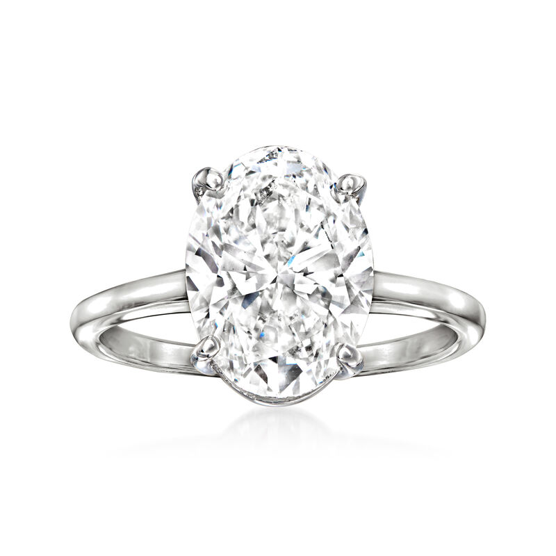 4.00 Carat Oval Lab-Grown Diamond Solitaire Ring in 14kt White Gold image number 0