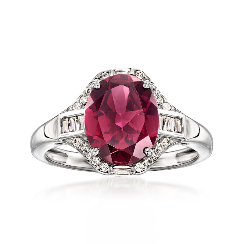3.10 Carat Rhodolite Garnet Ring with .32 ct. t.w. Diamonds in Platinum image number 0